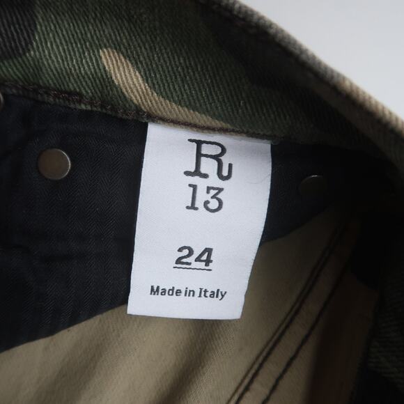 R13 Boyfriend Jeans in Beige Camo Size 24 Oversized Baggy Crop - Picture 6 of 13